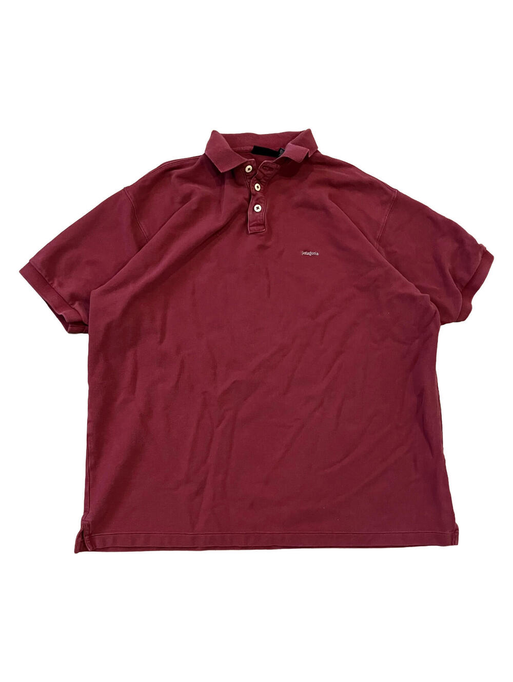 VTG Patagonia Polo Shirt Men 2XL Red Maroon Pique Organic Cotton Short Sleeves